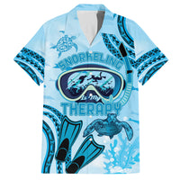 Hawaii Sea Turtle Snorkeling Is My Therapy Family Matching Off The Shoulder Long Sleeve Dress and Hawaiian Shirt LT14 Dad's Shirt - Short Sleeve Blue - Polynesian Pride
