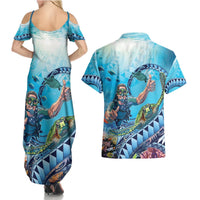 Hawaii Snorkeling Honu Turtle Couples Matching Summer Maxi Dress and Hawaiian Shirt Under The Ocean Vibes