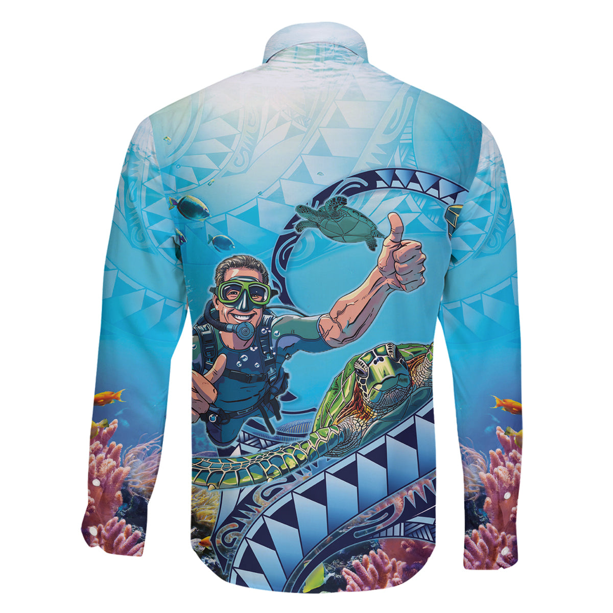 Hawaii Snorkeling Honu Turtle Family Matching Long Sleeve Bodycon Dress and Hawaiian Shirt Under The Ocean Vibes LT14 - Polynesian Pride