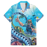 Hawaii Snorkeling Honu Turtle Family Matching Short Sleeve Bodycon Dress and Hawaiian Shirt Under The Ocean Vibes LT14 Dad's Shirt - Short Sleeve Blue - Polynesian Pride