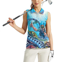 Hawaii Snorkeling Honu Turtle Women Sleeveless Polo Shirt Under The Ocean Vibes