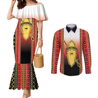 Personalised Bukidnon Philippines Couples Matching Mermaid Dress and Long Sleeve Button Shirt The Food Basket of Region X LT14 Red - Polynesian Pride