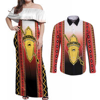 Personalised Bukidnon Philippines Couples Matching Off Shoulder Maxi Dress and Long Sleeve Button Shirt The Food Basket of Region X LT14 Red - Polynesian Pride