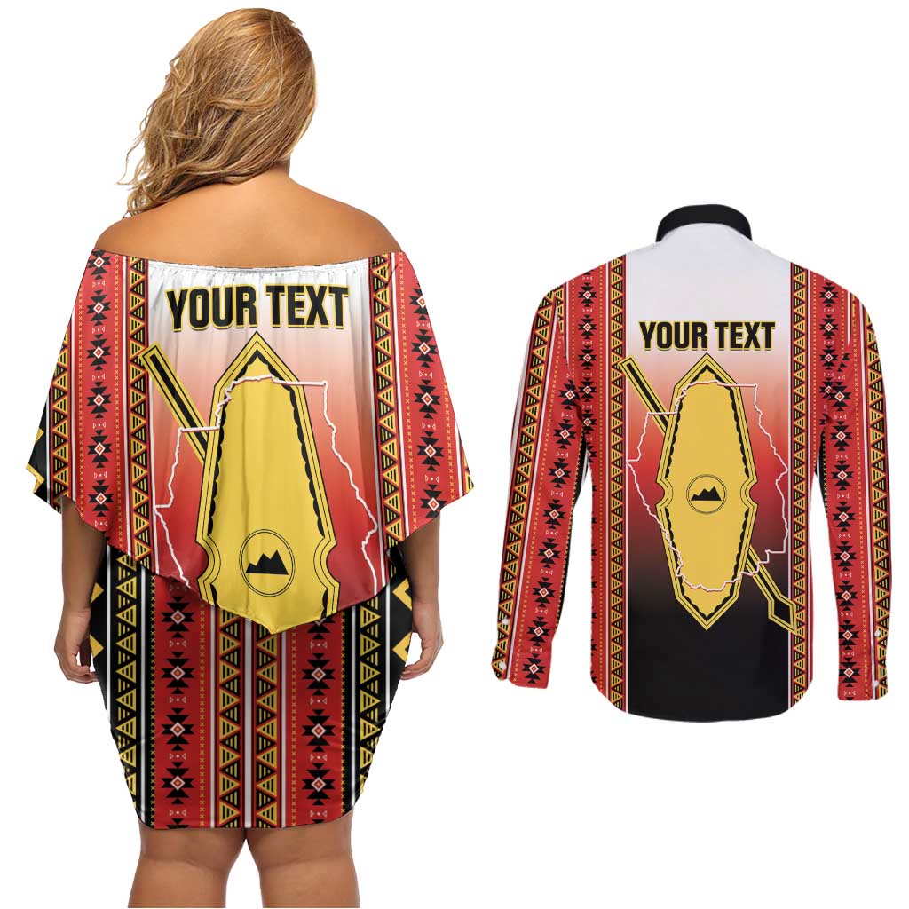 Personalised Bukidnon Philippines Couples Matching Off Shoulder Short Dress and Long Sleeve Button Shirt The Food Basket of Region X LT14 - Polynesian Pride