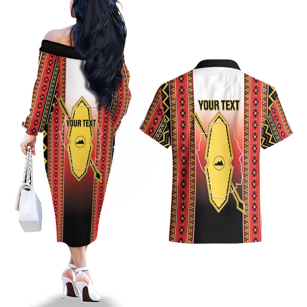 Personalised Bukidnon Philippines Couples Matching Off The Shoulder Long Sleeve Dress and Hawaiian Shirt The Food Basket of Region X LT14 - Polynesian Pride