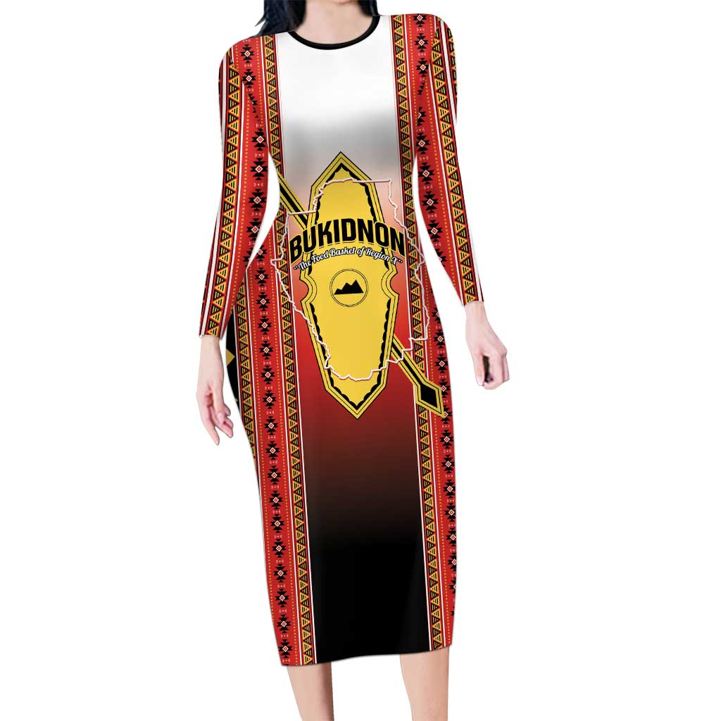 Personalised Bukidnon Philippines Family Matching Long Sleeve Bodycon Dress and Hawaiian Shirt The Food Basket of Region X LT14 Mom's Dress Red - Polynesian Pride