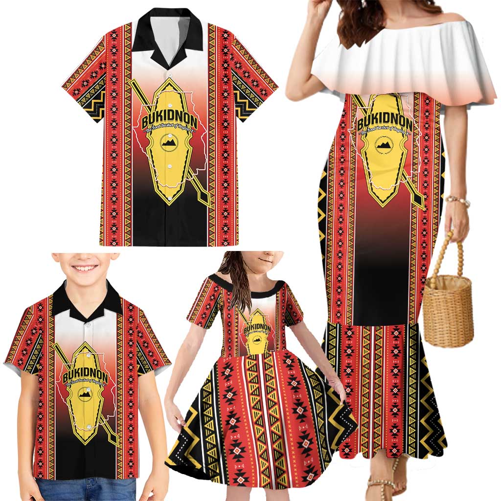 Personalised Bukidnon Philippines Family Matching Mermaid Dress and Hawaiian Shirt The Food Basket of Region X LT14 - Polynesian Pride