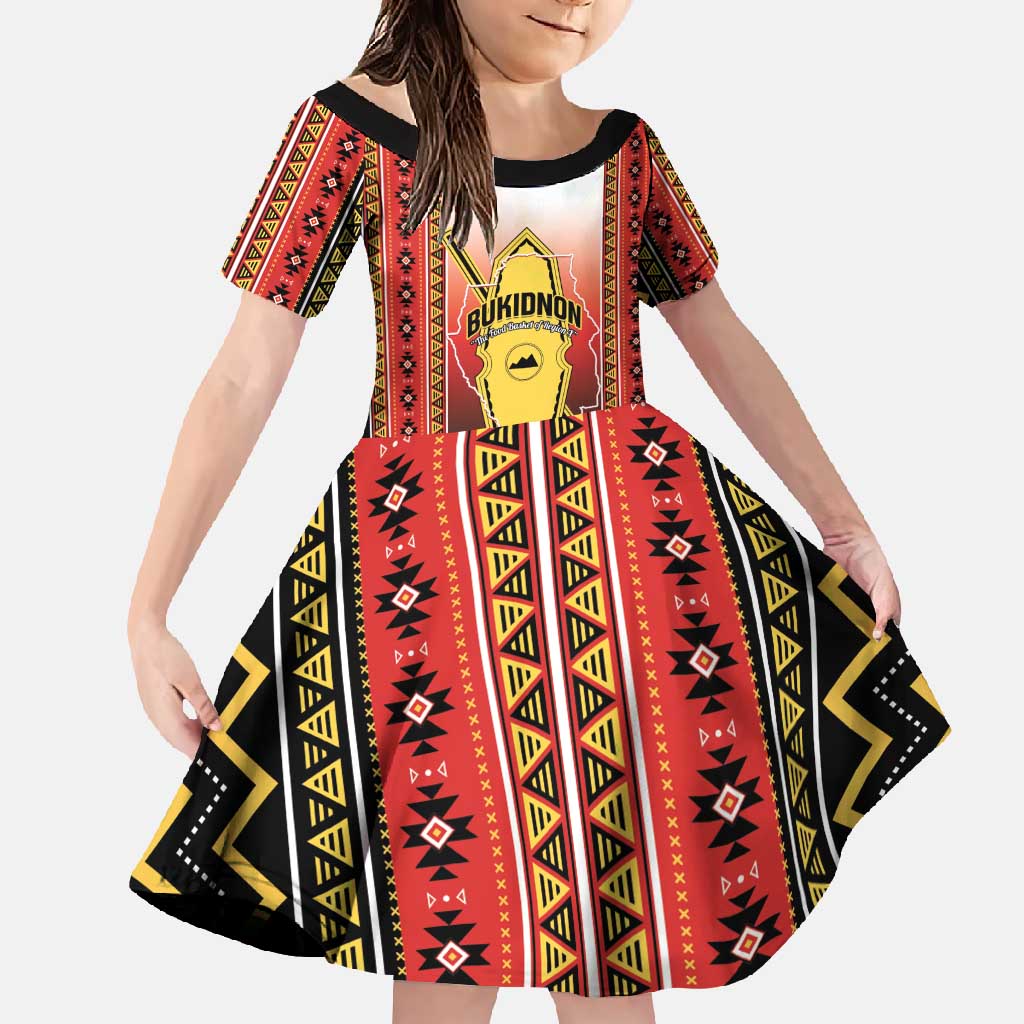 Personalised Bukidnon Philippines Family Matching Off Shoulder Maxi Dress and Hawaiian Shirt The Food Basket of Region X LT14 Daughter's Dress Red - Polynesian Pride