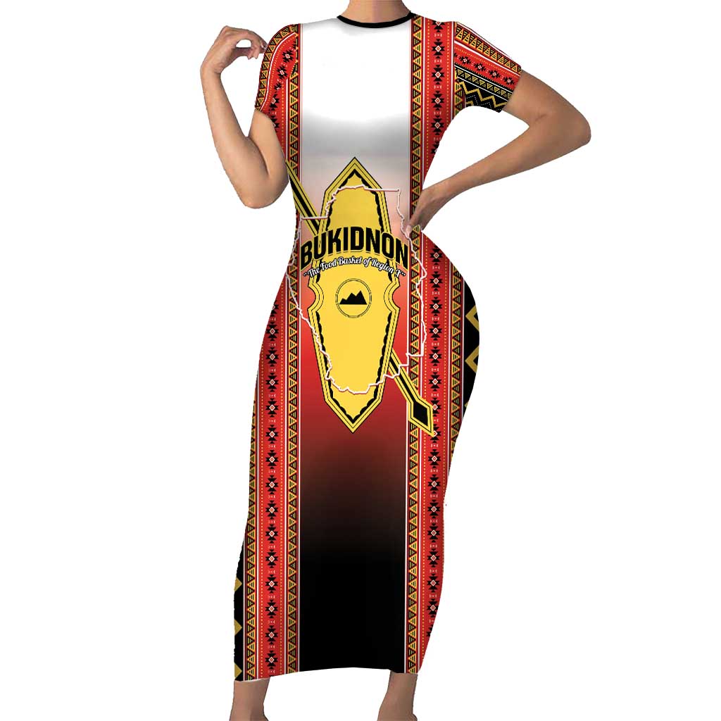 Personalised Bukidnon Philippines Family Matching Short Sleeve Bodycon Dress and Hawaiian Shirt The Food Basket of Region X LT14 Mom's Dress Red - Polynesian Pride