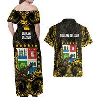 Agusan del Sur Philippines Couples Matching Off Shoulder Maxi Dress and Hawaiian Shirt Habagatang Agusan Lolong LT14 - Polynesian Pride