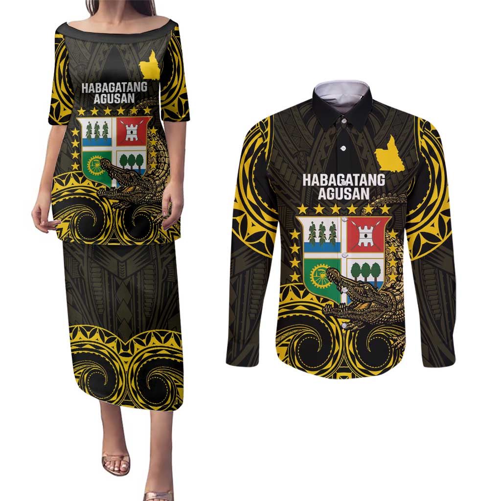 Agusan del Sur Philippines Couples Matching Puletasi and Long Sleeve Button Shirt Habagatang Agusan Lolong
