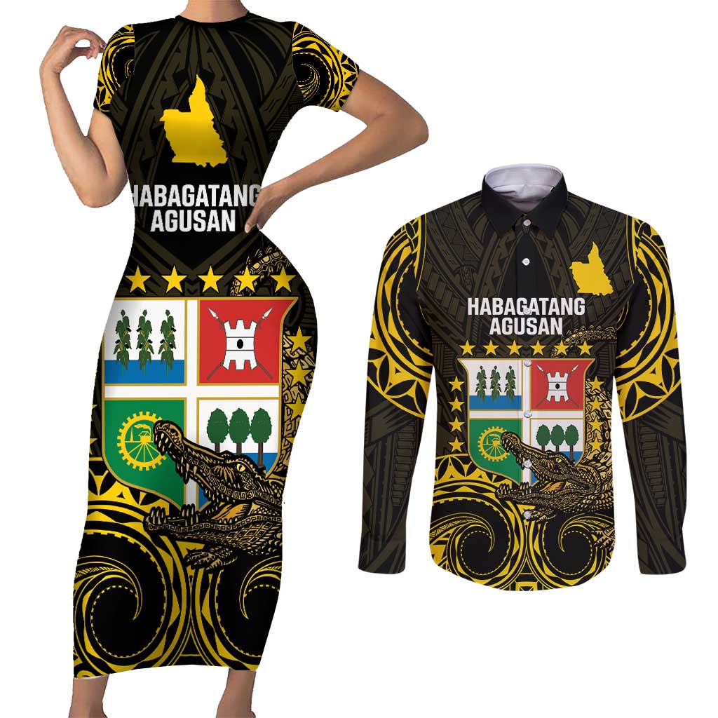 Agusan del Sur Philippines Couples Matching Short Sleeve Bodycon Dress and Long Sleeve Button Shirt Habagatang Agusan Lolong