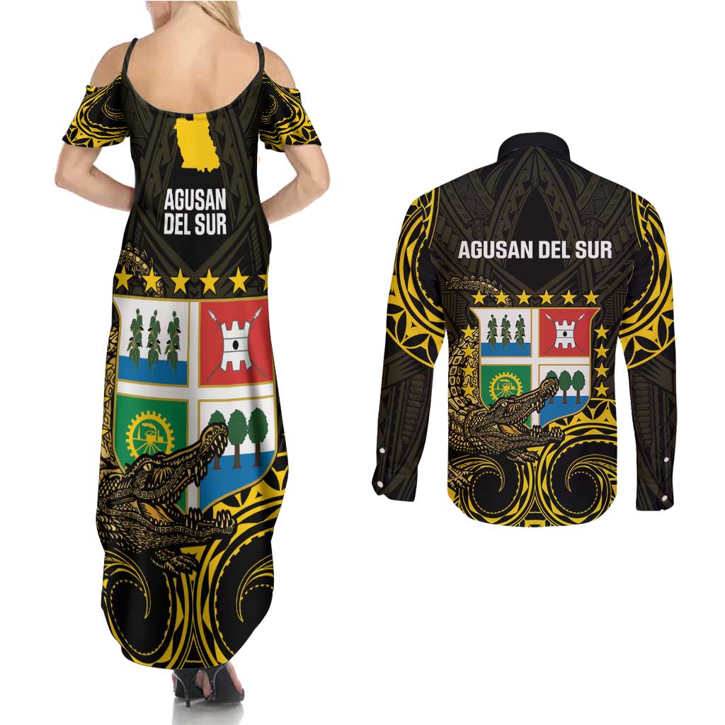 Agusan del Sur Philippines Couples Matching Summer Maxi Dress and Long Sleeve Button Shirt Habagatang Agusan Lolong