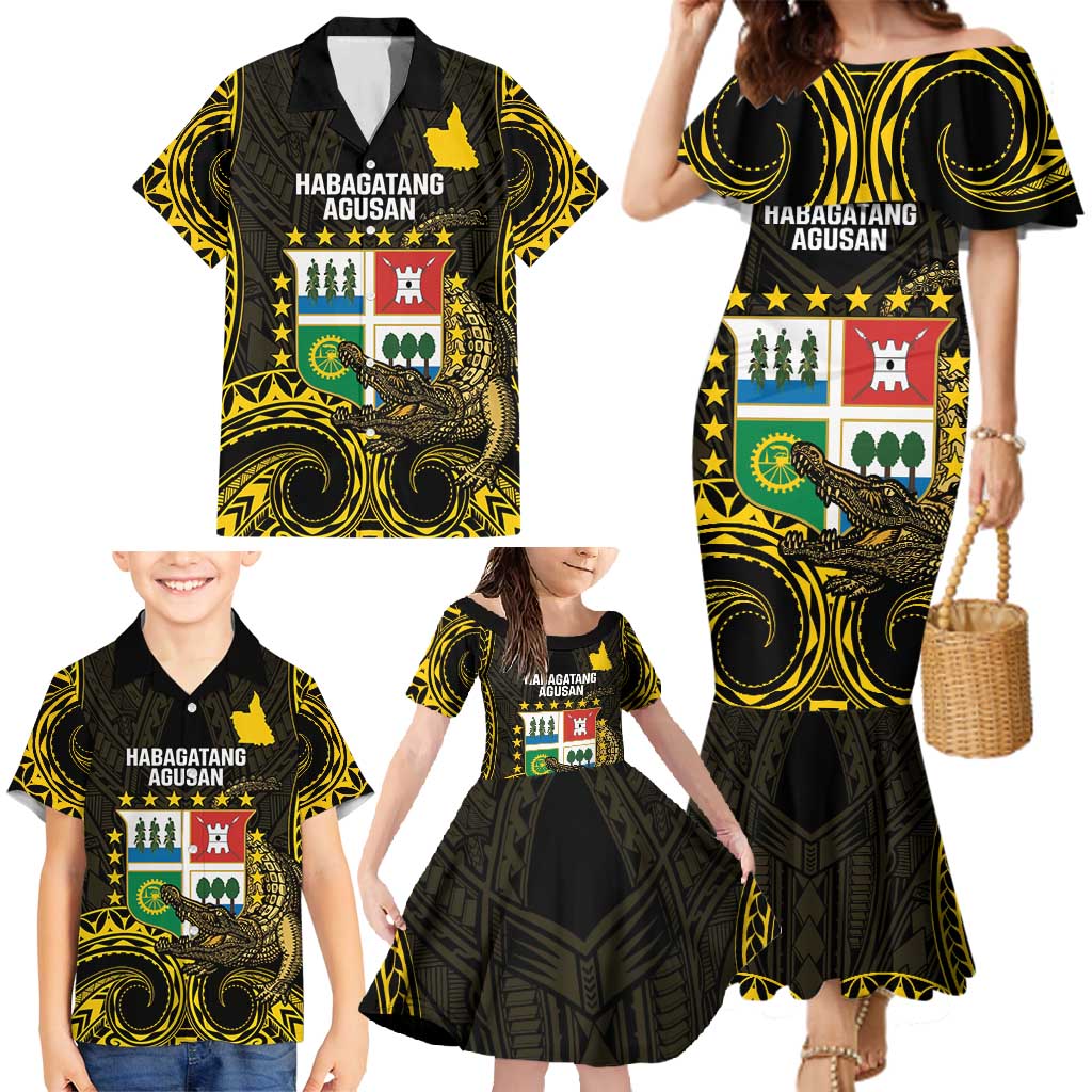 Agusan del Sur Philippines Family Matching Mermaid Dress and Hawaiian Shirt Habagatang Agusan Lolong LT14 - Polynesian Pride