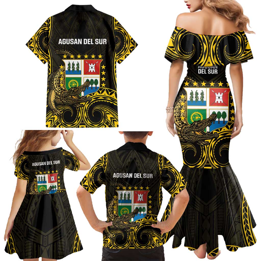 Agusan del Sur Philippines Family Matching Mermaid Dress and Hawaiian Shirt Habagatang Agusan Lolong LT14 - Polynesian Pride