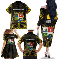 Agusan del Sur Philippines Family Matching Off The Shoulder Long Sleeve Dress and Hawaiian Shirt Habagatang Agusan Lolong LT14 - Polynesian Pride