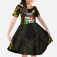 Agusan del Sur Philippines Family Matching Off Shoulder Maxi Dress and Hawaiian Shirt Habagatang Agusan Lolong LT14 Daughter's Dress Black - Polynesian Pride