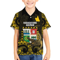 Agusan del Sur Philippines Family Matching Off Shoulder Maxi Dress and Hawaiian Shirt Habagatang Agusan Lolong LT14 Son's Shirt Black - Polynesian Pride