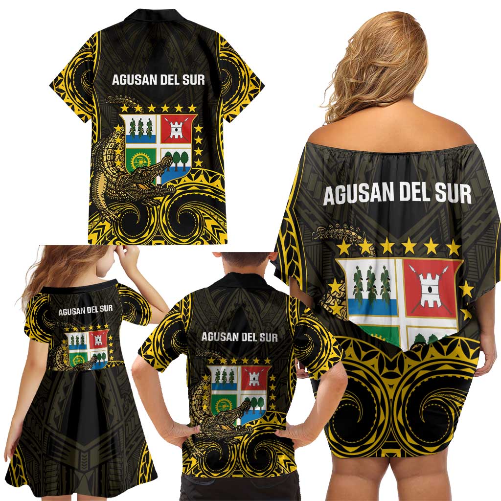 Agusan del Sur Philippines Family Matching Off Shoulder Short Dress and Hawaiian Shirt Habagatang Agusan Lolong LT14 - Polynesian Pride