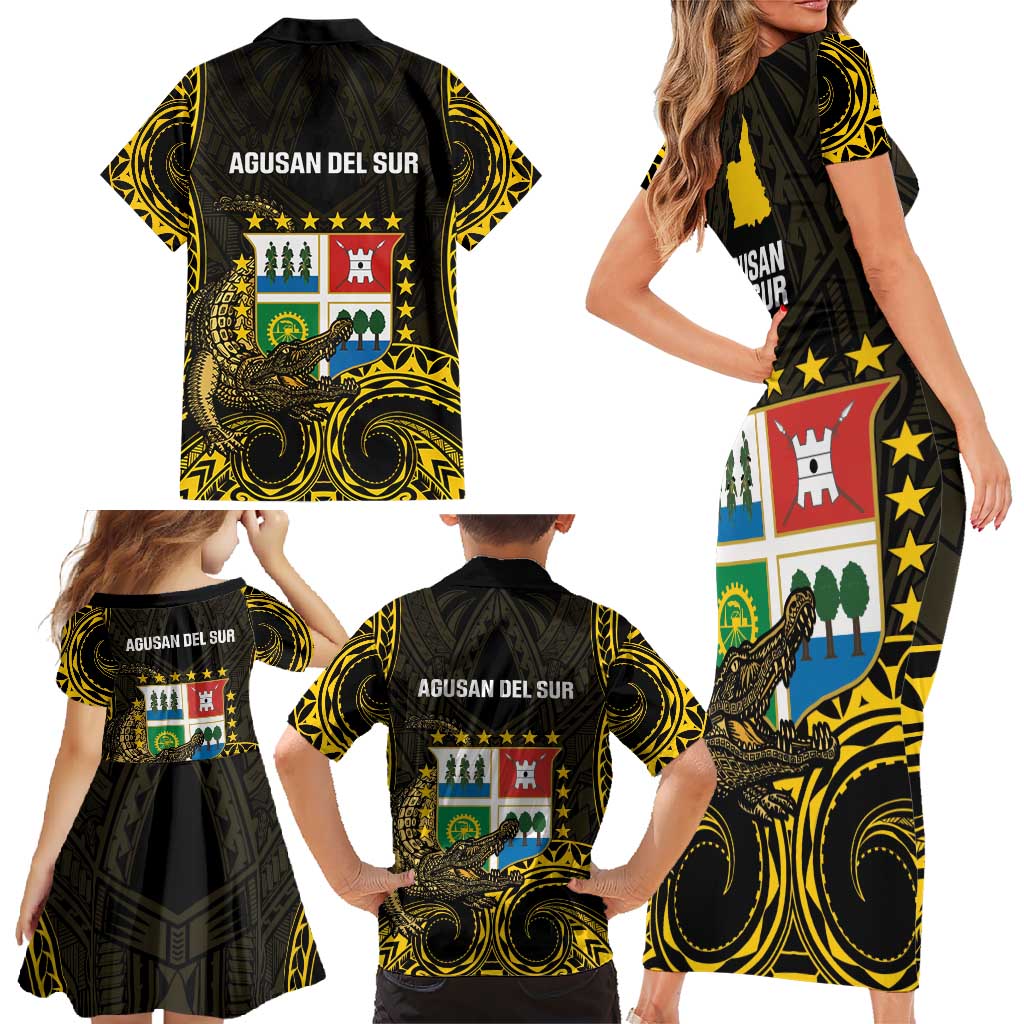 Agusan del Sur Philippines Family Matching Short Sleeve Bodycon Dress and Hawaiian Shirt Habagatang Agusan Lolong LT14 - Polynesian Pride