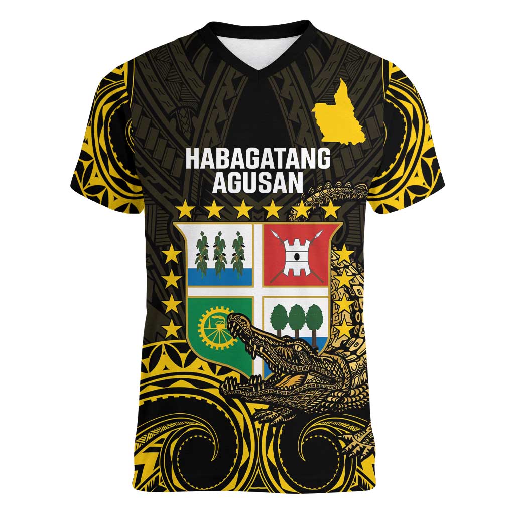 Agusan del Sur Philippines Women V-Neck T-Shirt Habagatang Agusan Lolong