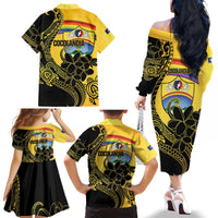 Quezon Province Family Matching Off The Shoulder Long Sleeve Dress and Hawaiian Shirt Cocolandia Philippines Turtle LT14 - Polynesian Pride