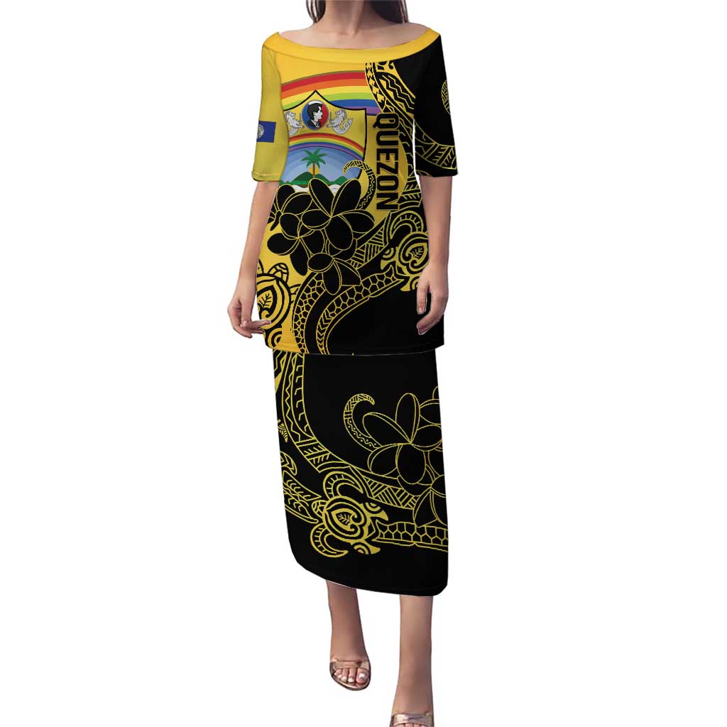 Quezon Province Puletasi Cocolandia Philippines Turtle LT14 Long Dress Gold - Polynesian Pride