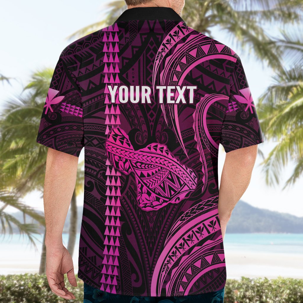 Personalised Hawaiian Islands Hawaiian Shirt Maui Map Pink Kanaka With Kakau LT14 - Polynesian Pride