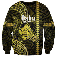 Polynesian Pride Hawaiian Islands Sweatshirt Oahu Map Yellow Kanaka With Kakau LT14 Unisex Yellow - Polynesian Pride