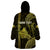 Personalised Hawaiian Islands Wearable Blanket Hoodie Oahu Map Yellow Kanaka With Kakau LT14 - Polynesian Pride