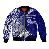 Personalised American Samoa Bomber Jacket July 4 Independence Day LT14 Unisex Blue - Polynesian Pride