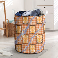 Aloha Hawaii Tiki Palaka Motifs Laundry Basket Honohono Lei Orange Elegant Vibes