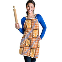 Aloha Hawaii Tiki Palaka Motifs Apron Honohono Lei Orange Elegant Vibes