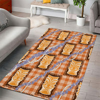 Aloha Hawaii Tiki Palaka Motifs Area Rug Honohono Lei Orange Elegant Vibes