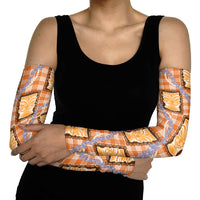 Aloha Hawaii Tiki Palaka Motifs Arm Sleeves Honohono Lei Orange Elegant Vibes