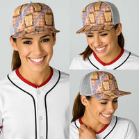 Aloha Hawaii Tiki Palaka Motifs Baseball Net Cap Honohono Lei Orange Elegant Vibes