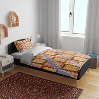 Aloha Hawaii Tiki Palaka Motifs Bedding Set Honohono Lei Orange Elegant Vibes
