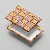 Aloha Hawaii Tiki Palaka Motifs Canvas Wall Art Honohono Lei Orange Elegant Vibes