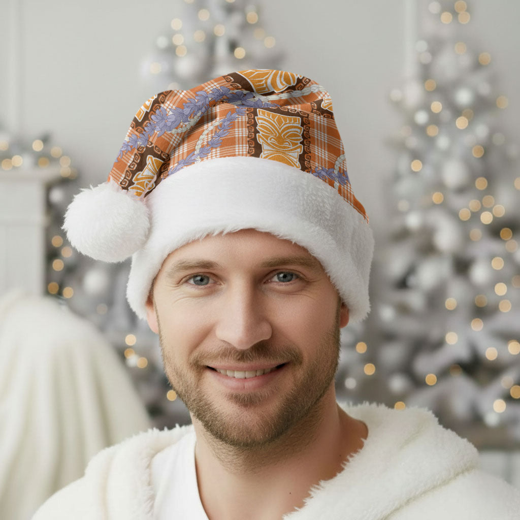 Aloha Hawaii Tiki Palaka Motifs Christmas Santa Hat Honohono Lei Orange Elegant Vibes