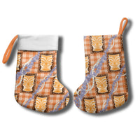 Aloha Hawaii Tiki Palaka Motifs Christmas Stocking Honohono Lei Orange Elegant Vibes