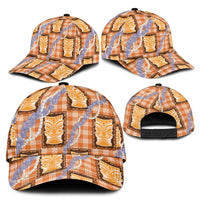 Aloha Hawaii Tiki Palaka Motifs Classic Cap Honohono Lei Orange Elegant Vibes