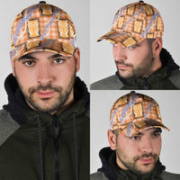 Aloha Hawaii Tiki Palaka Motifs Classic Cap Honohono Lei Orange Elegant Vibes