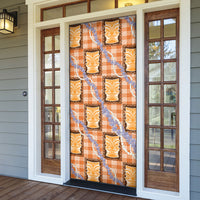 Aloha Hawaii Tiki Palaka Motifs Door Cover Honohono Lei Orange Elegant Vibes