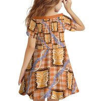 Aloha Hawaii Tiki Palaka Motifs Family Matching Puletasi and Hawaiian Shirt Honohono Lei Orange Elegant Vibes LT14 - Polynesian Pride