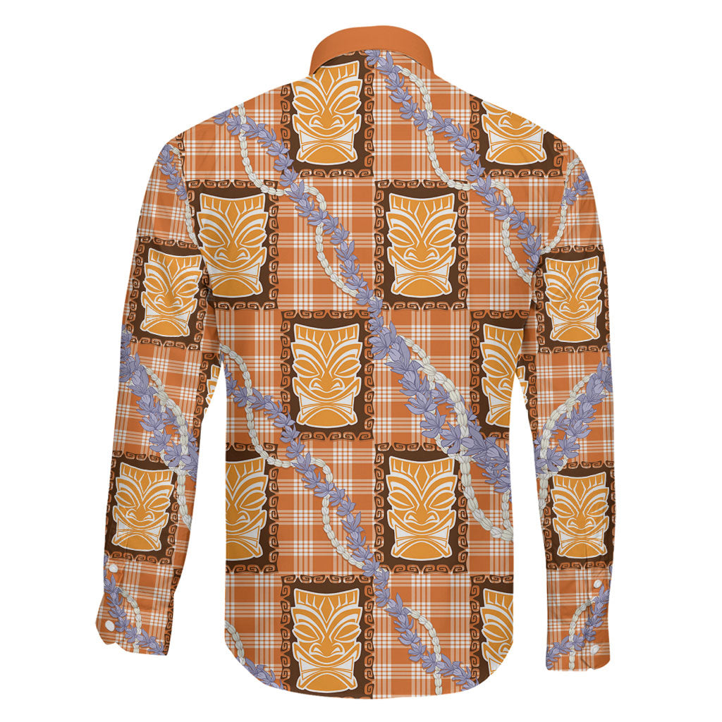 Aloha Hawaii Tiki Palaka Motifs Family Matching Puletasi and Hawaiian Shirt Honohono Lei Orange Elegant Vibes LT14 - Polynesian Pride