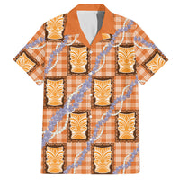 Aloha Hawaii Tiki Palaka Motifs Hawaiian Shirt Honohono Lei Orange Elegant Vibes