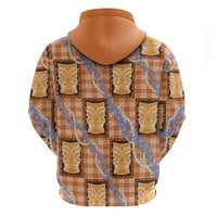 Aloha Hawaii Tiki Palaka Motifs Hoodie Honohono Lei Orange Elegant Vibes