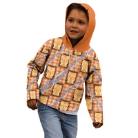 Aloha Hawaii Tiki Palaka Motifs Kid Hoodie Honohono Lei Orange Elegant Vibes