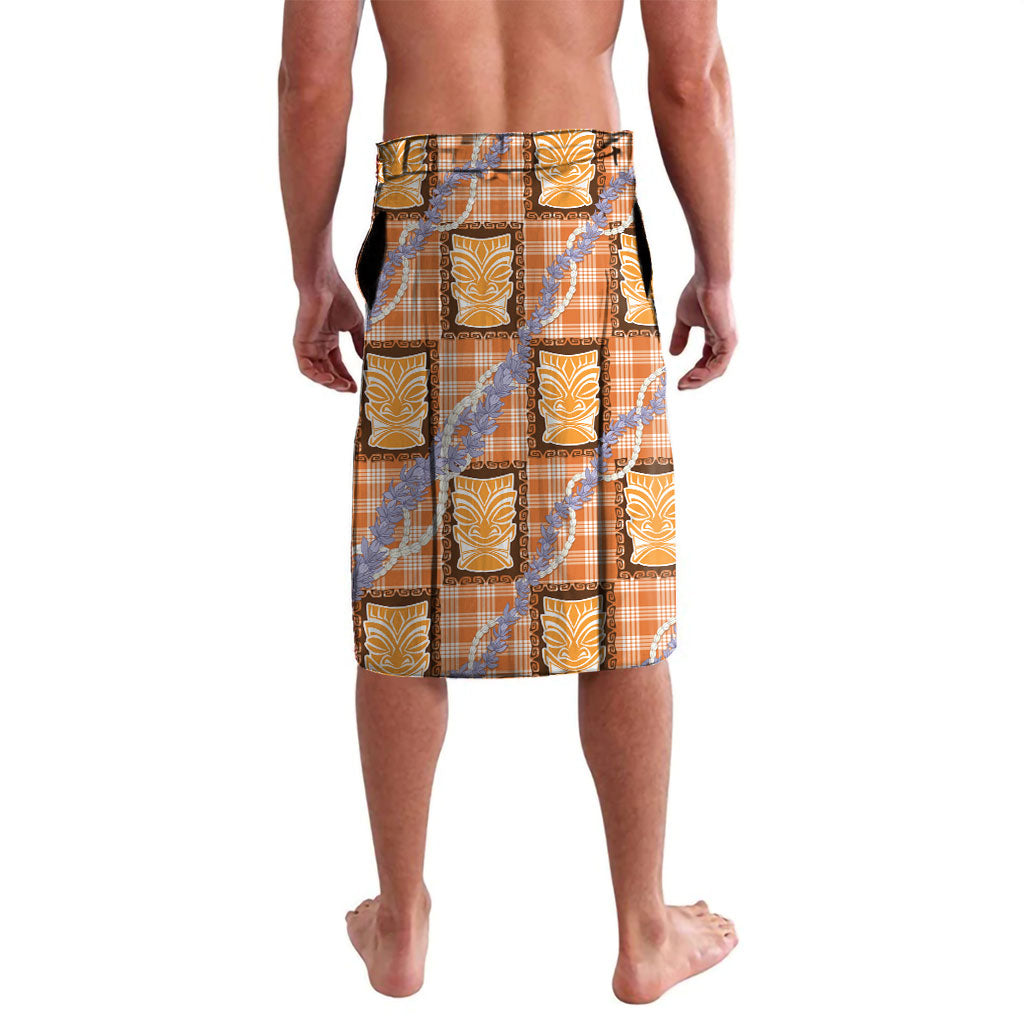 Aloha Hawaii Tiki Palaka Motifs Lavalava Honohono Lei Orange Elegant Vibes