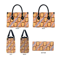 Aloha Hawaii Tiki Palaka Motifs Leather Bag Honohono Lei Orange Elegant Vibes